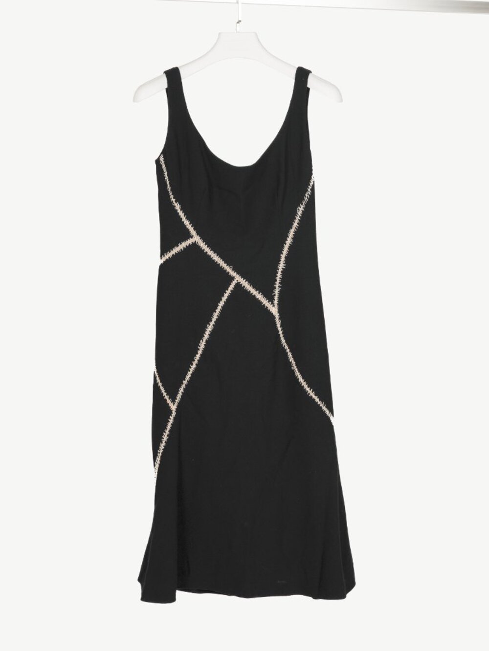 Alexander McQueen Black Stitched-Patchwork Midi Flare-Hem Dress
